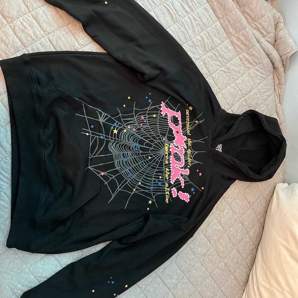 Black Hoodie with Pink Graphic